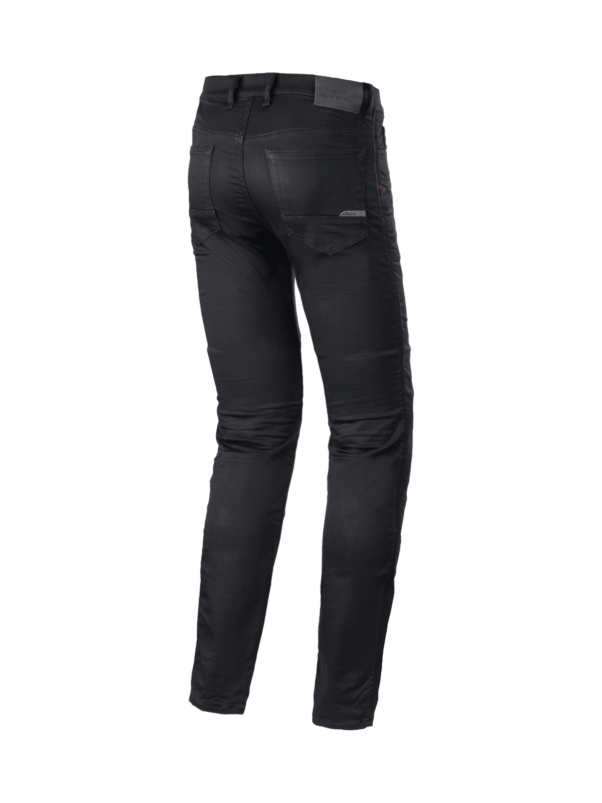 Alpinestars Cerium Tech Stretch Moto Denim, slim fit herenmotorbroek, zwart, achteraanzicht, CE-gecertificeerde bescherming.