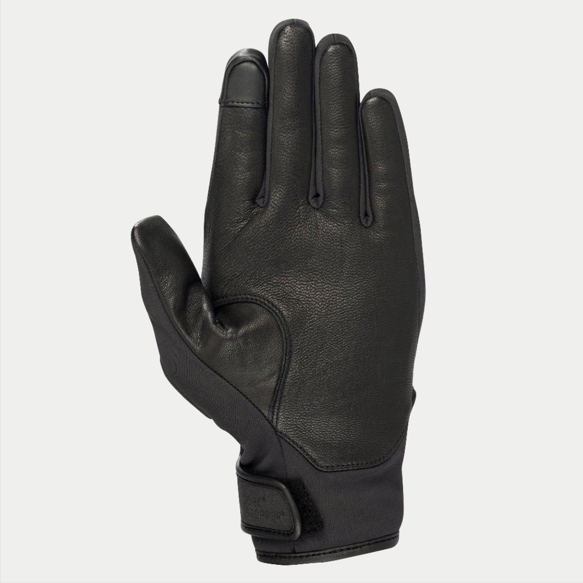Alpinestars C1 Windstopper V2 Handschoenen, zwart, palmzicht met volnerf lederen versterkingen op de palm en duim, touchscreen-compatibele wijsvingertop, korte manchet met klittenbandsluiting, motorhandschoen voor stadsverkeer