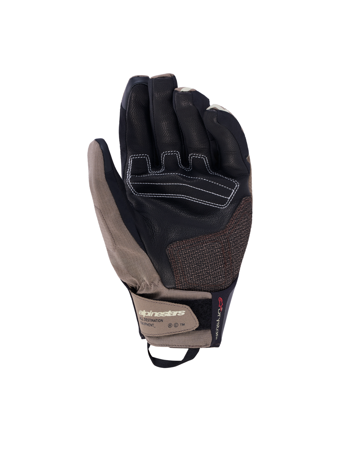 Alpinestars Harok Pro Drystar handschoenen, avontuurlijke motorhandschoenen, bruin en zwart, waterdicht membraan, lederen handpalm