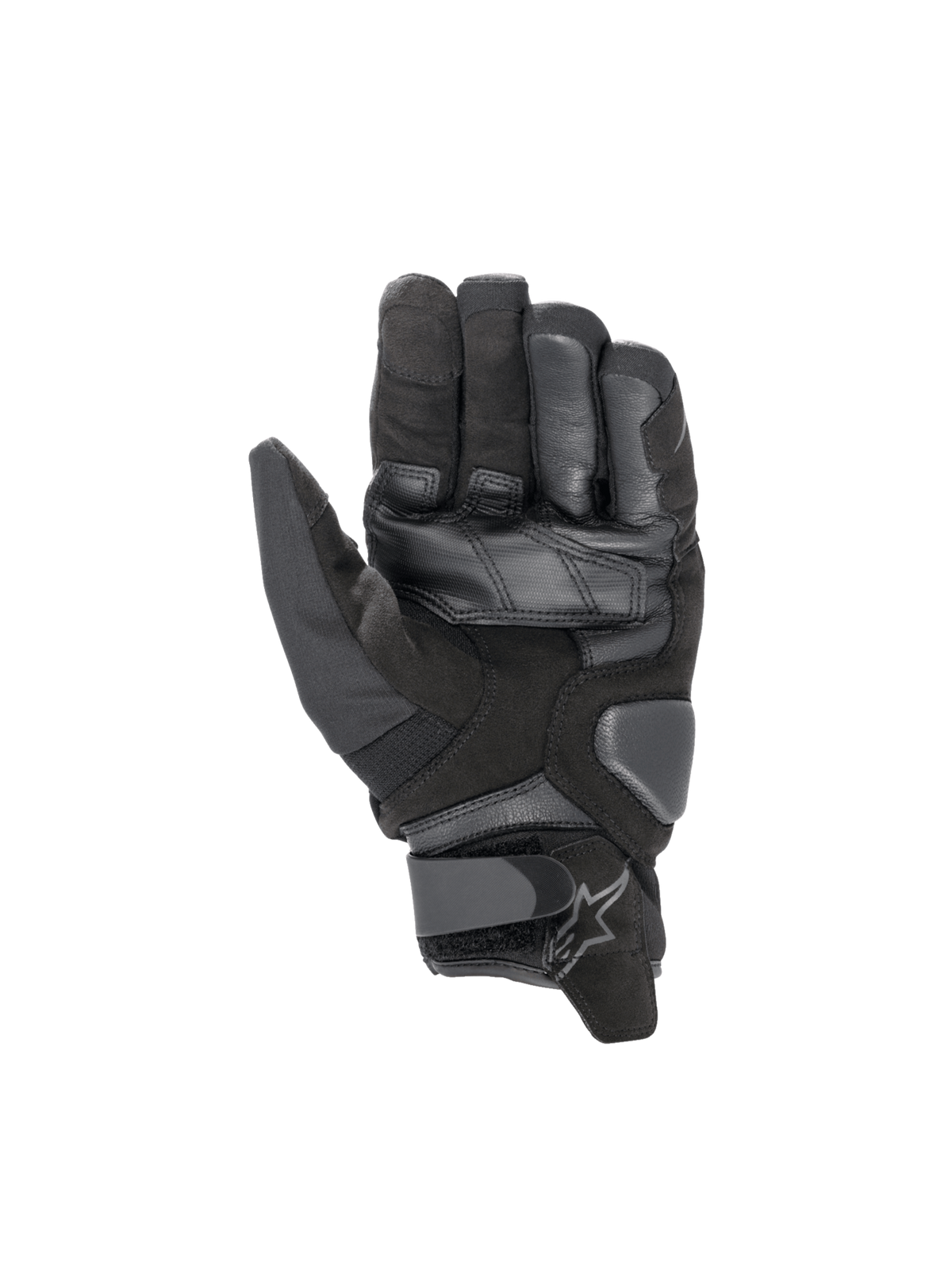 Alpinestars Smx-1 Drystar handschoenen, zwarte waterdichte motorhandschoenen, korte manchet en handpalm van geitenleer.