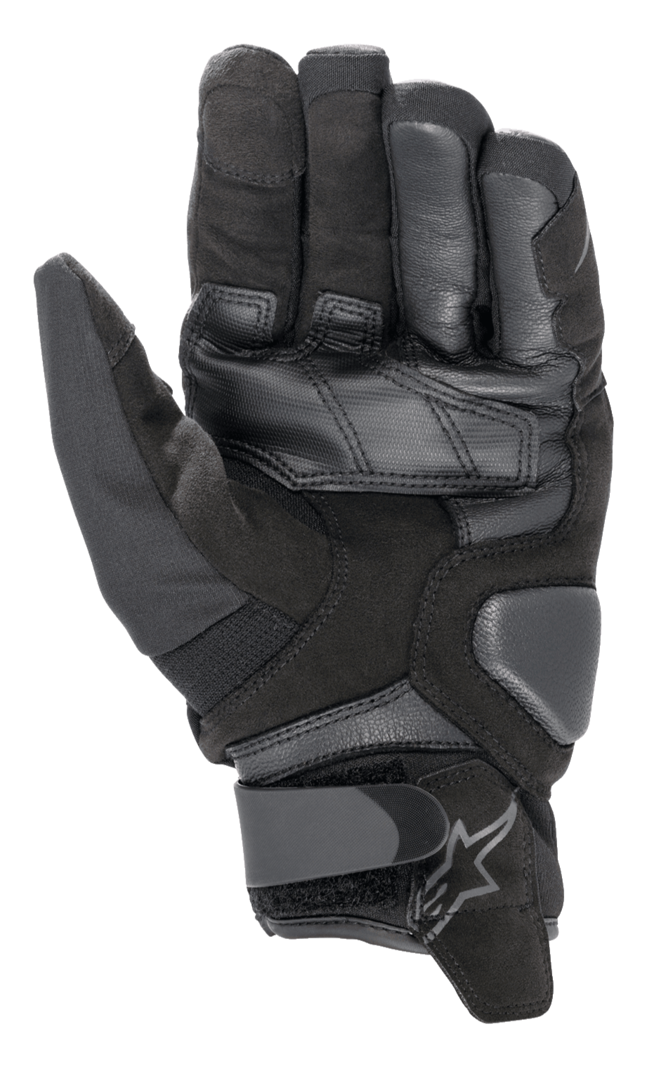 Alpinestars SMX-1 Drystar® handschoenen, motorhandschoenen, Black Black, palmweergave met synthetische suède constructie, lederen versterkingen, gevoerde landingszones en verstelbare polssluiting met logo