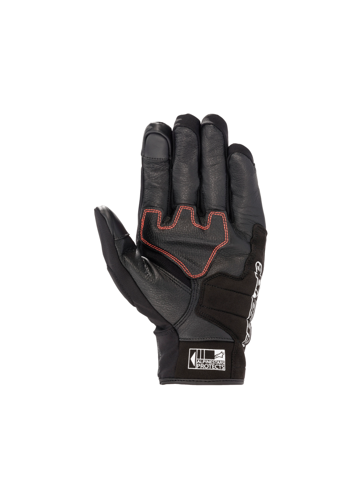 Honda SMX Z Drystar® Glove, waterproof black goat leather motorcycle glove with bright red accents and reinforced palm.