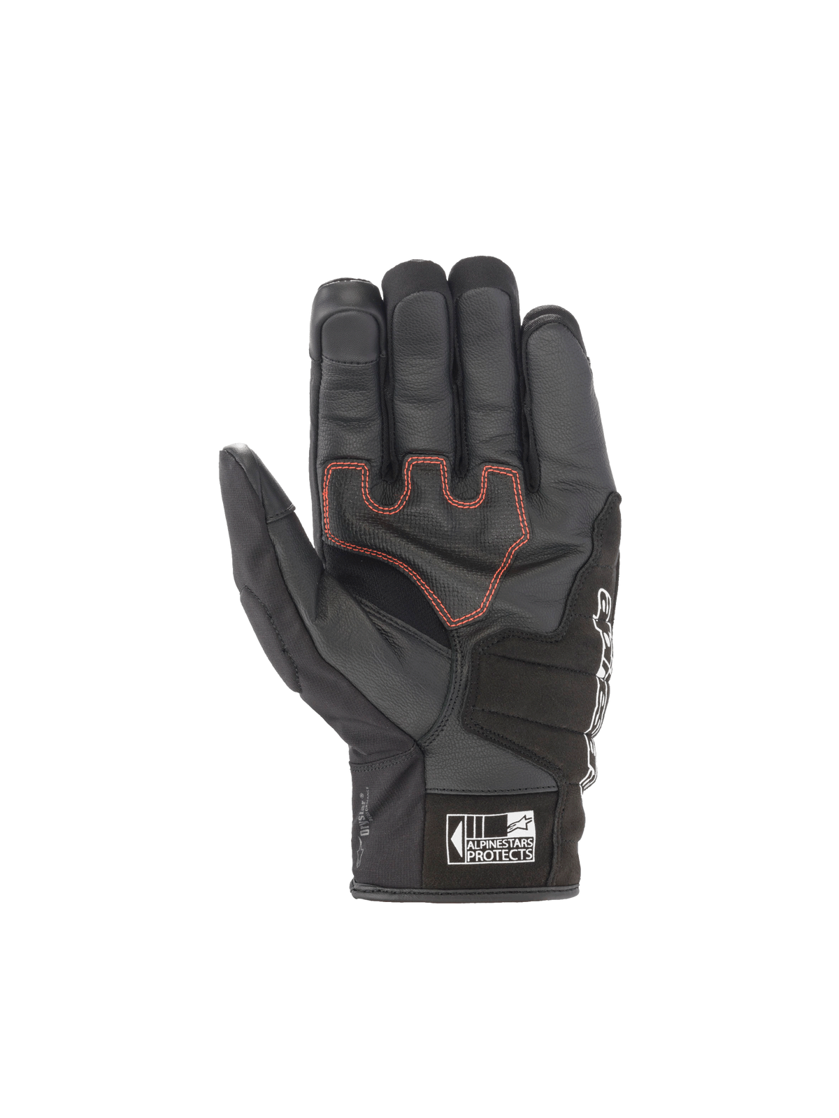 Alpinestars SMX Z Drystar® handschoenen, waterdichte motorhandschoenen voor heren, zwart met rode stiksels, geitenleer.