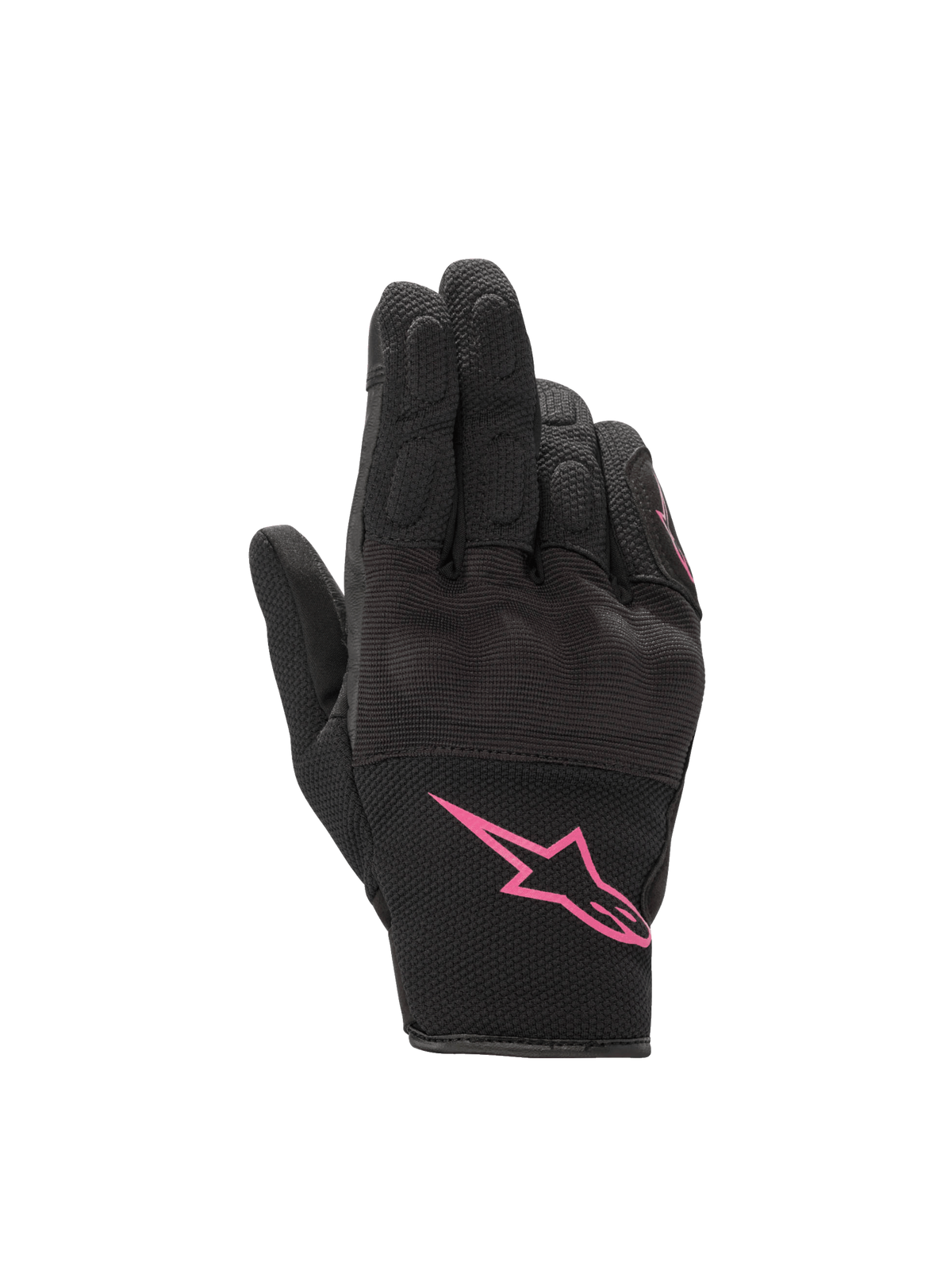 Alpinestars Stella S-Max Drystar dames-motorhandschoenen, zwart en fuchsia, waterdicht met knokkelbescherming.