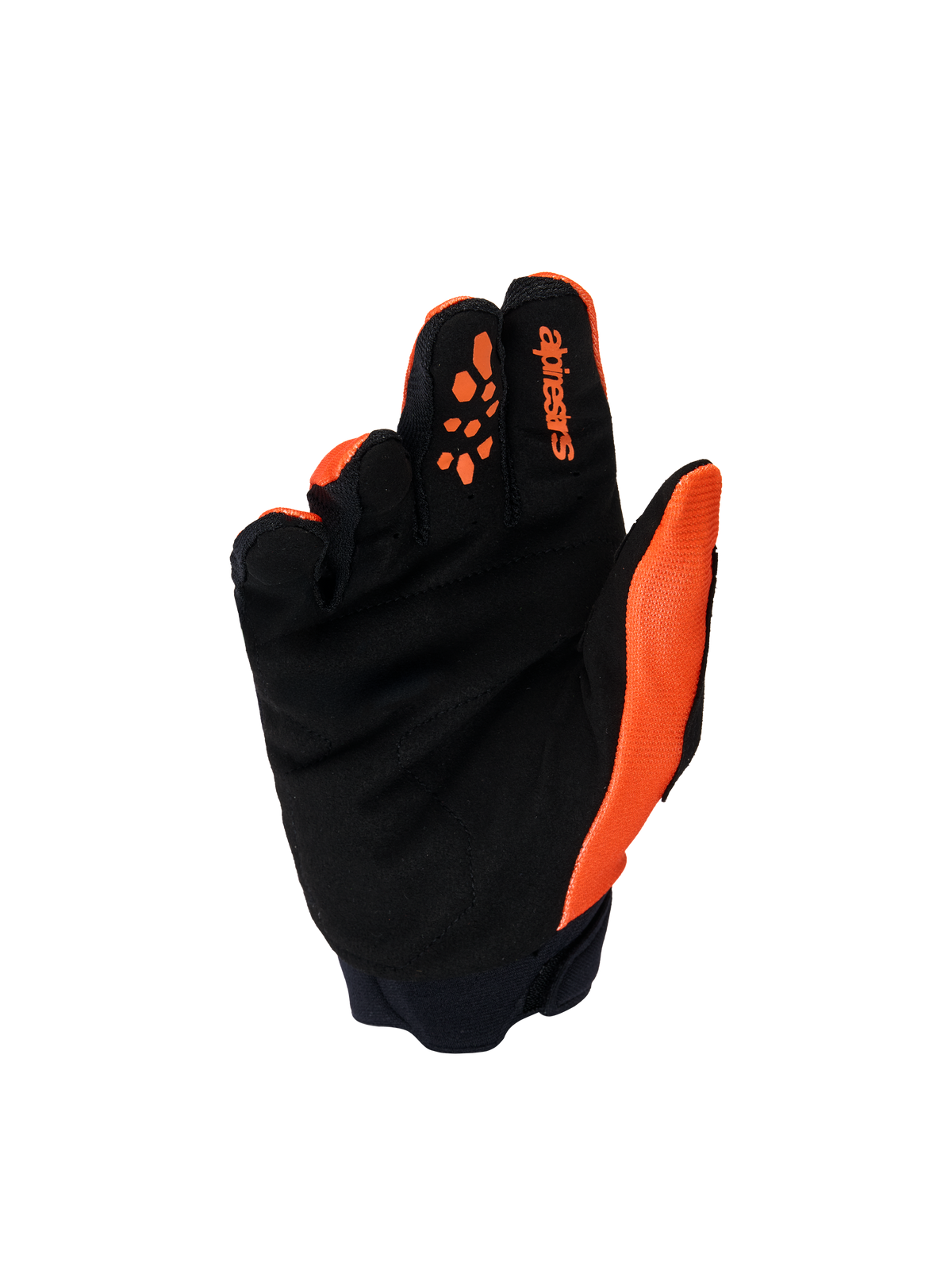 Alpinestars Jeugd & Kinder Full Bore V2 handschoenen, motorcross handschoenen, oranje en zwart, handpalmweergave met versterkt synthetisch suède, siliconenprints op de vingers voor hendelcontrole en Alpinestars-logo op de wijsvinger