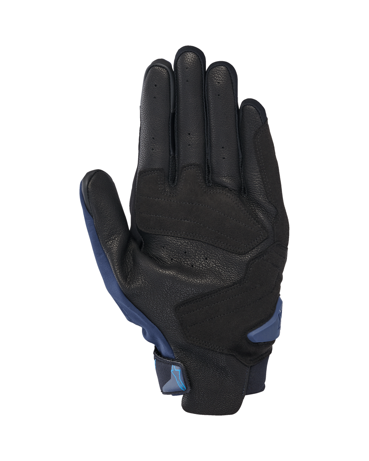 Alpinestars SP X 3 Handschoenen, motorhandschoenen, donkerblauw en Blithe Blue, handpalmweergave met geperforeerd zwart leer, synthetische overlays, TPR-palmslider en geïntegreerd treklipje voor gemakkelijke instap