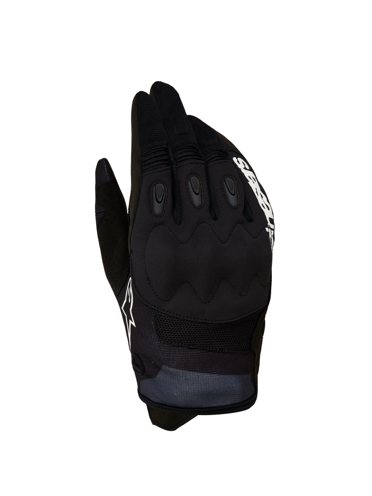 Alpinestars Techdura handschoenen, zwart-witte motorcrosshandschoenen voor heren met versterkte knokkels voor off-road.
