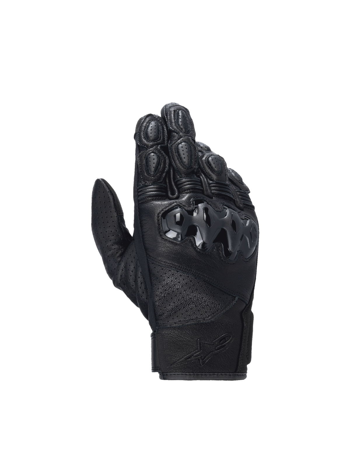 Alpinestars Celer V3 motorhandschoenen, racehandschoenen voor heren, zwart, geitenleer met harde PU-knokkelbescherming.