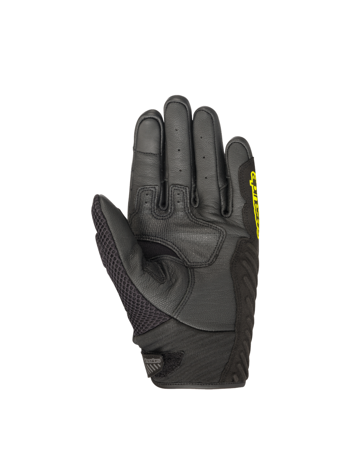 Alpinestars SMX-1 Air V2 handschoenen, herenmotorhandschoenen in zwart en fluogeel, lederen handpalm met versterkingen en geperforeerd mesh, CE-gecertificeerd Niveau 1.
