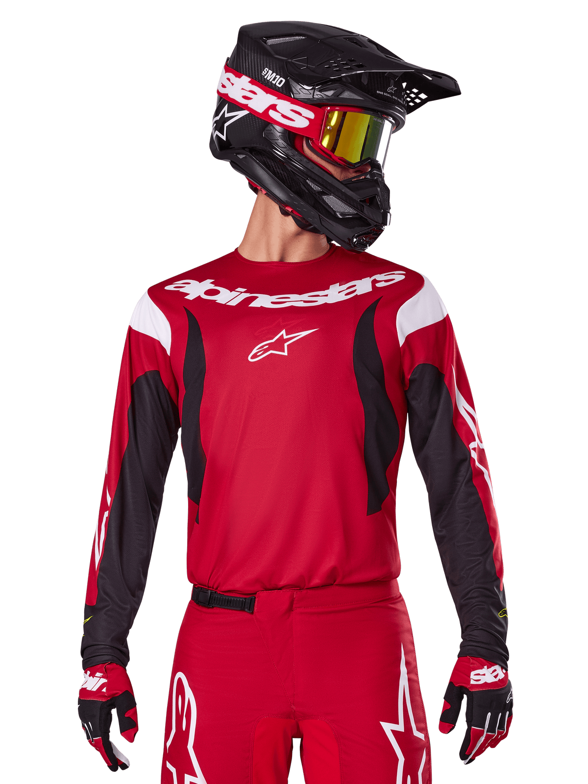Alpinestars 2025 Fluid Haul Jersey and 2025 Fluid Haul Gear Set, Men's Motocross Racing Apparel, Bright Red and Black