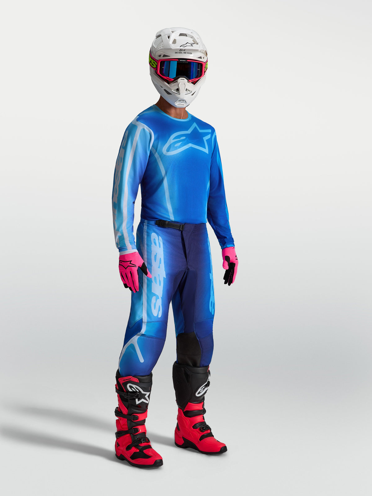 Alpinestars Fluid Kepler jersey voor heren, motorcrossjersey in UCLA-blauw en blithe-blauw, ademende sportieve pasvorm.