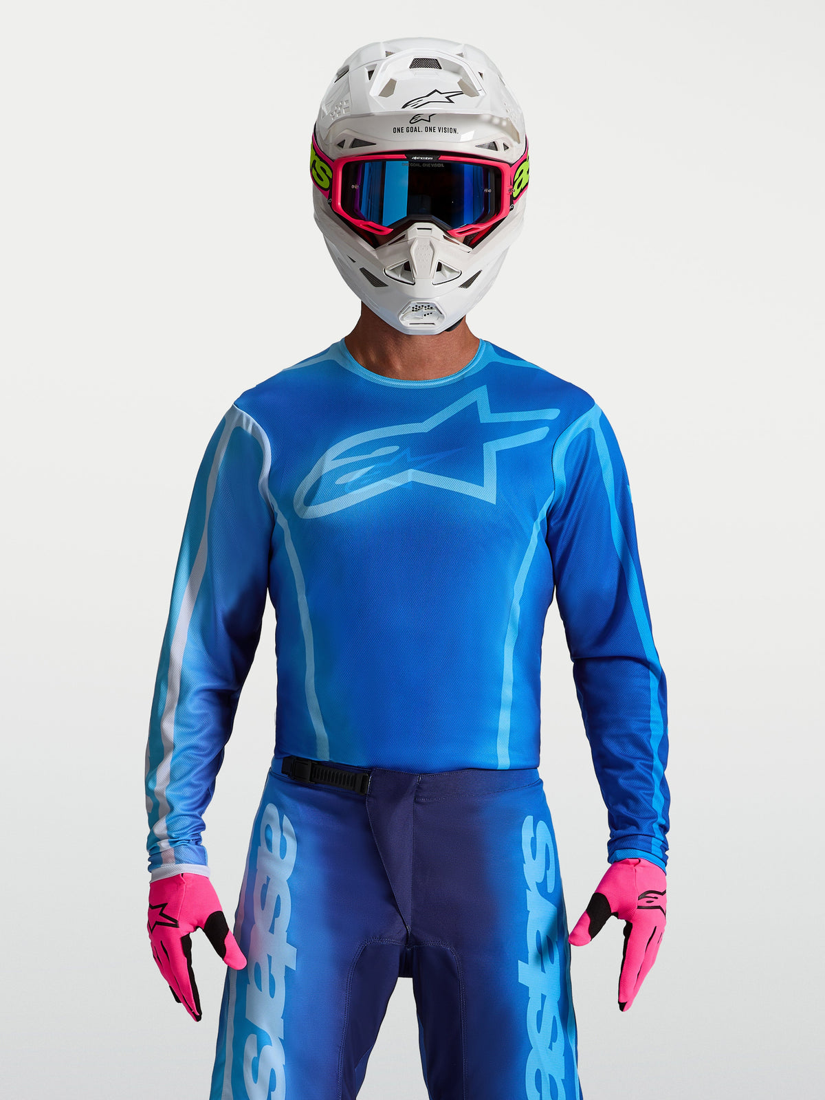 Alpinestars Fluid Kepler jersey, blauw heren motorcrossjersey, lichtgewicht polyfabric, ergonomische pasvorm voor off-road.