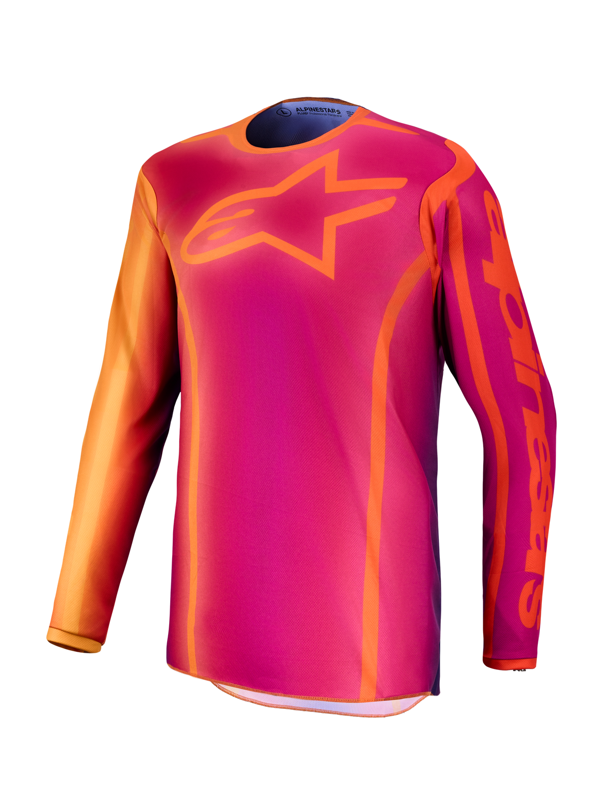 Alpinestars Fluid Kepler jersey, paarse en oranje heren motocross top van vochtafvoerend polyfabric.