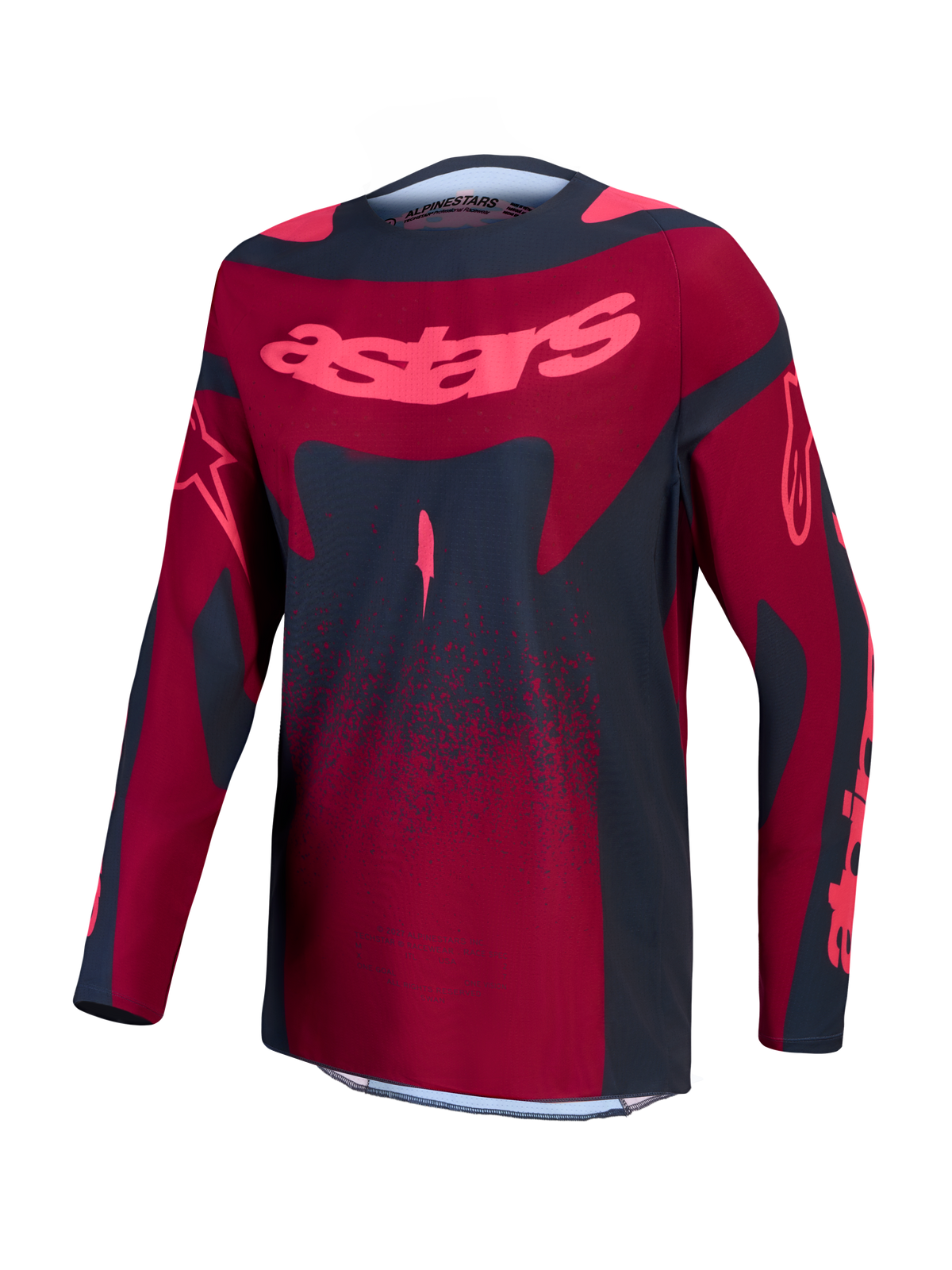 Alpinestars Stella Techstar Swan jersey, dames-motocrossjersey, rood en donkergrijs, van vochtafvoerende stretchstof.