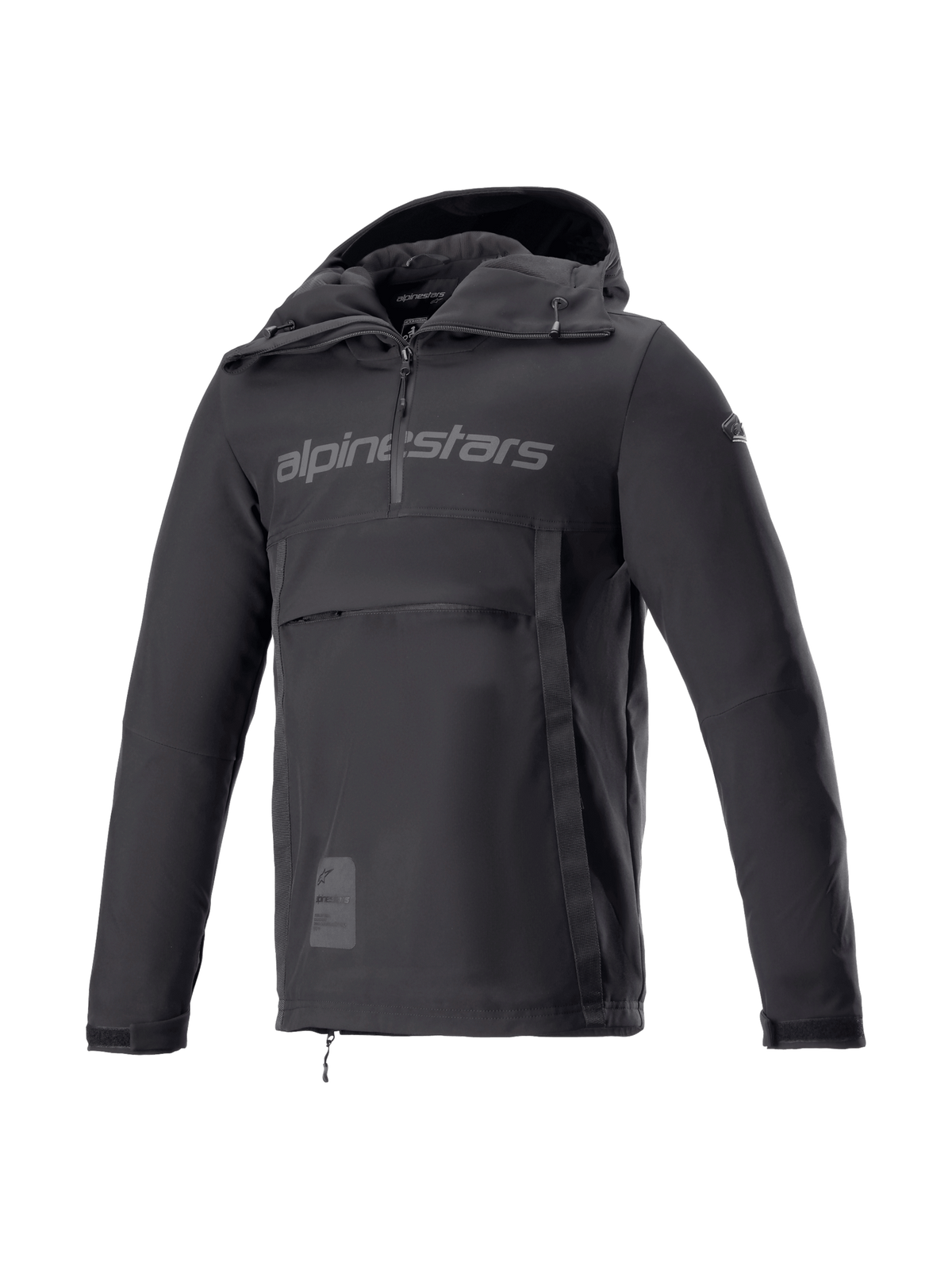 Alpinestars Sherpa Hoodie, zwarte softshell motoranorak voor heren, winddichte urban motorjas, Tech-Air Ready.