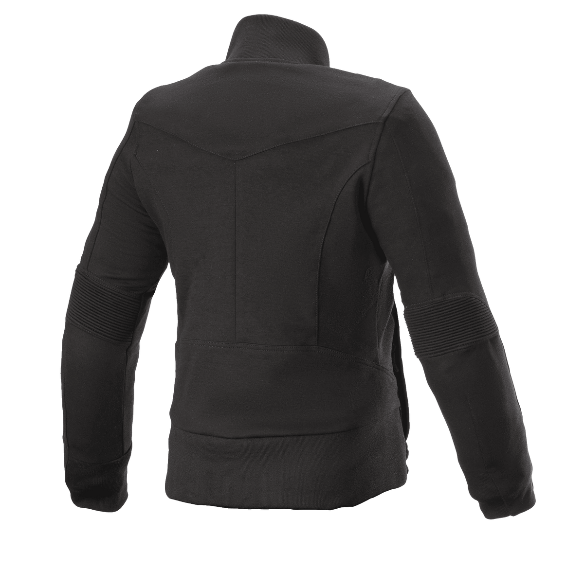 Alpinestars Banshee Fleece voor dames, motorjas voor dames, zwart, achteraanzicht, casual fleececonstructie met geribbelde elleboogpanelen en onderzoom, anatomisch geprofileerd ontwerp