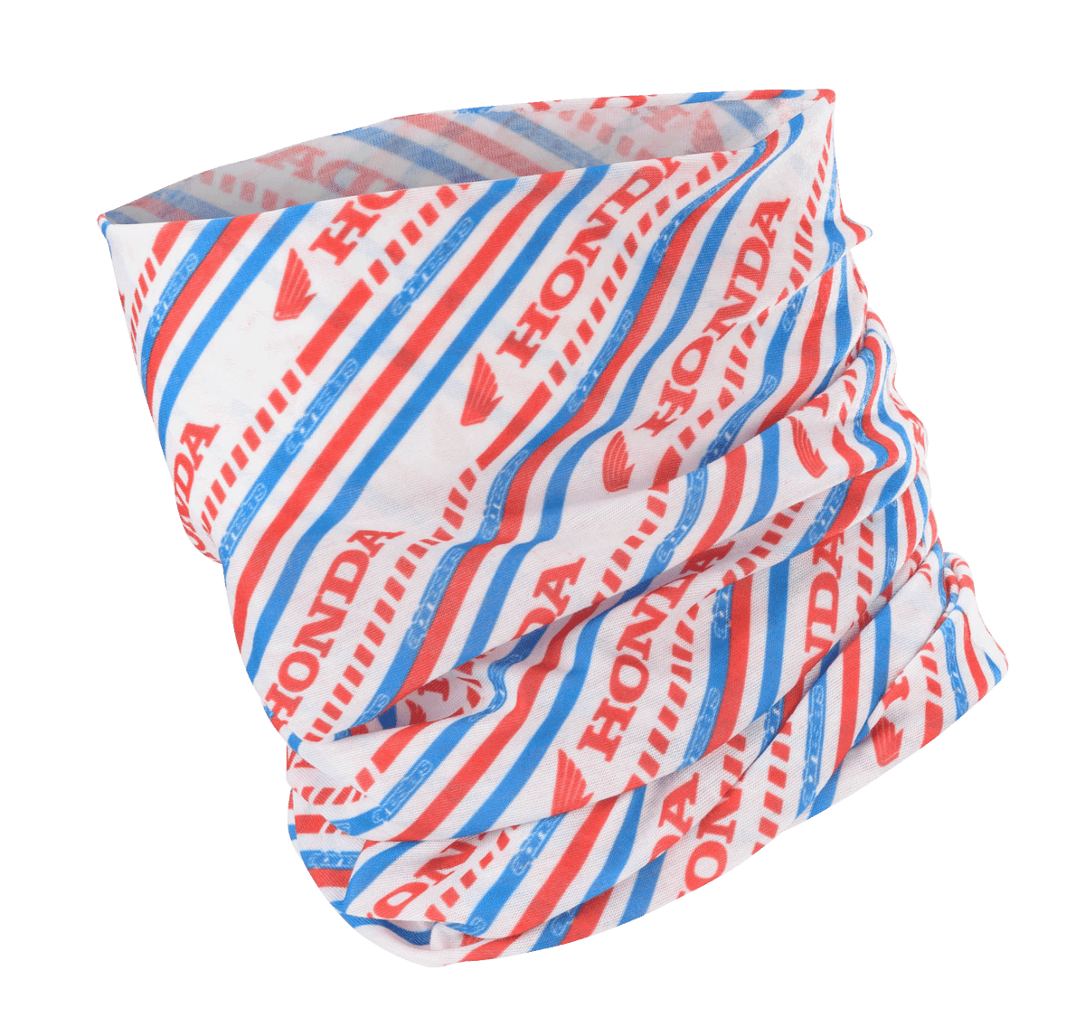Alpinestars Honda nektube, motor-nekwarmer, wit, rood en blauw, voorzien van diagonale strepen met Honda- en Alpinestars-logo's, lichtgewicht zijdezachte stof voor ritten in de lente en zomer