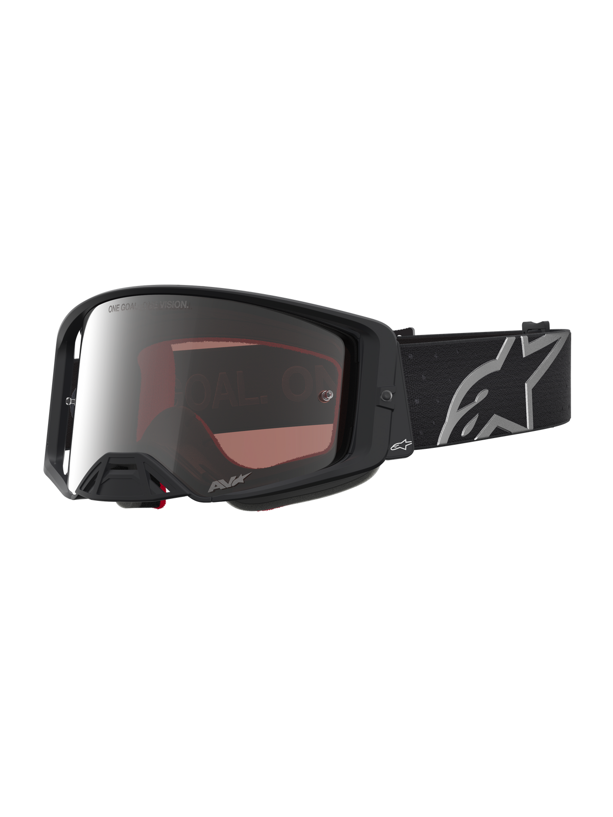 Alpinestars Supertech Vesta veiligheidsbril, motocrossbril voor off-road racing, mat zwart en zilver, met hoogwaardige spiegellens
