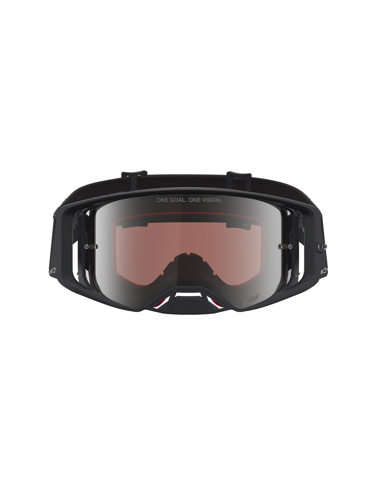 Alpinestars Supertech Vesta veiligheidsbril in zwart en mat zilver met high-definition spiegelende lenzen voor motocross.