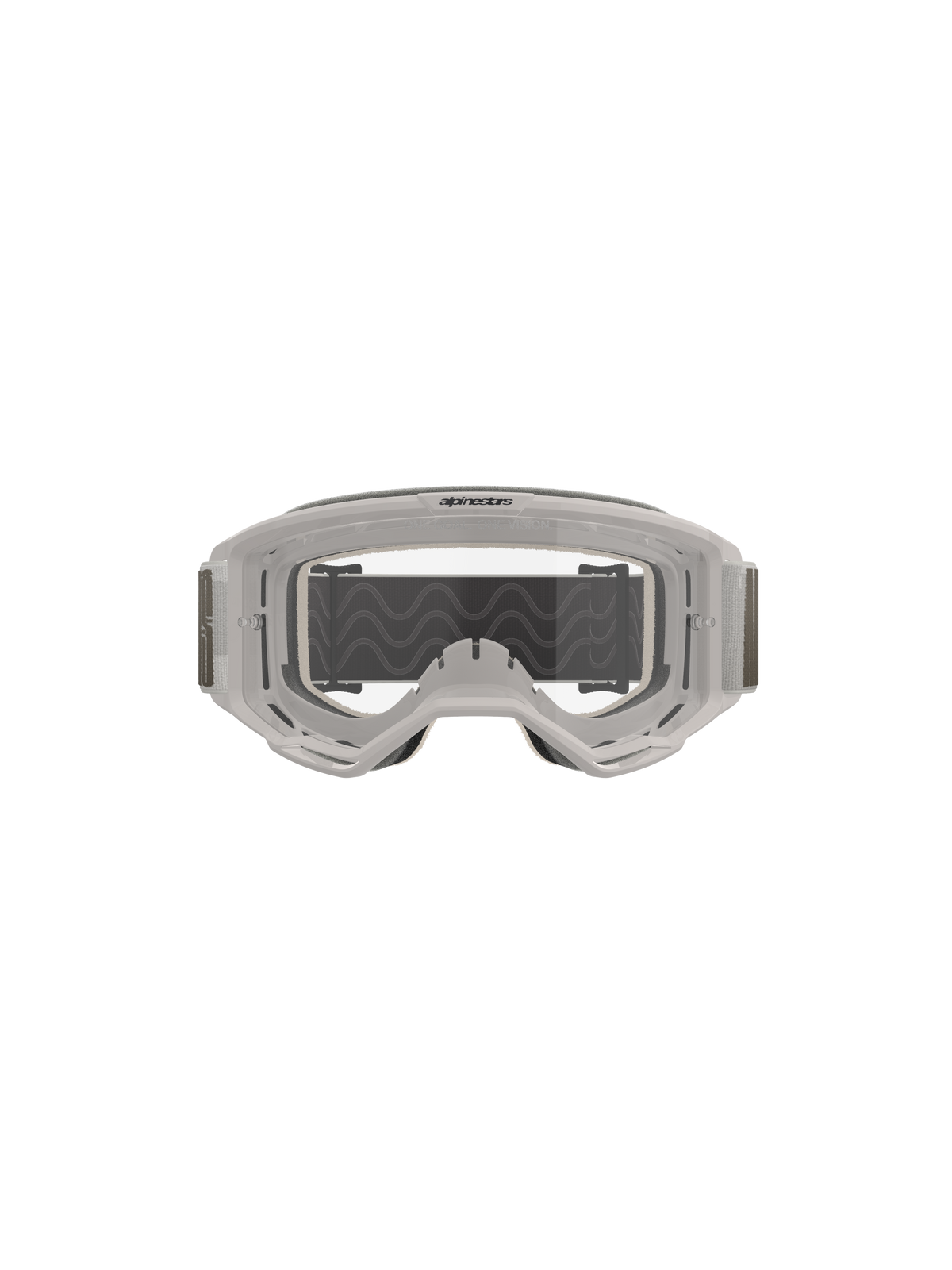 Alpinestars Vision 5 Hollow Goggles, motorcrossbril, Wind Clear, wit doorschijnend frame met een heldere anti-condens lens, brede grijze verstelbare band met siliconen grip, professionele off-road motoruitrusting