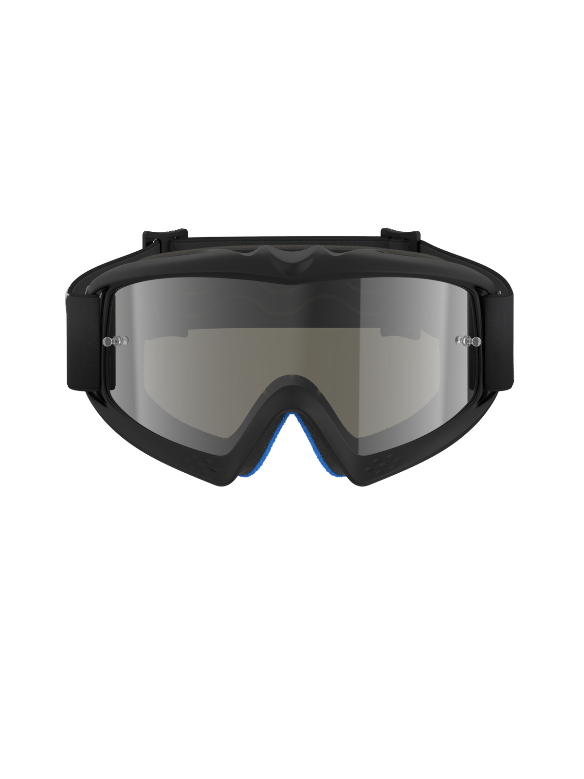 Alpinestars Vision Youth Corp Goggles, motorcrossbril, Black Mirror Silver, vooraanzicht met een spiegelende polycarbonaat lens en zwart A-FLEX urethaan frame, professionele off-road oogbescherming voor jonge rijders