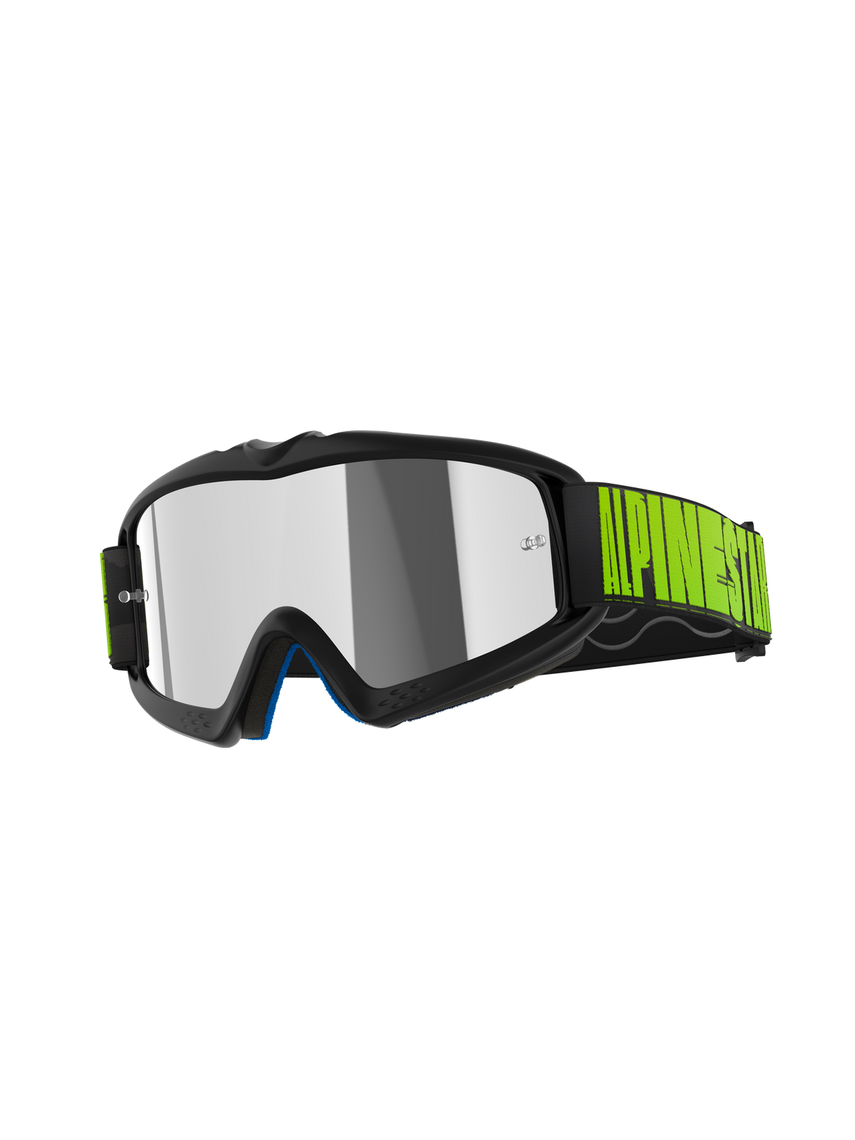 Alpinestars Vision Youth Hollow crossbril, jeugd motorcrossbril, antraciet en fluorgeel, voorzien van een zilveren spiegellens, zwarte band met opvallende gele branding, hoogwaardige beschermende eyewear voor off-road rijden voor de jeugd