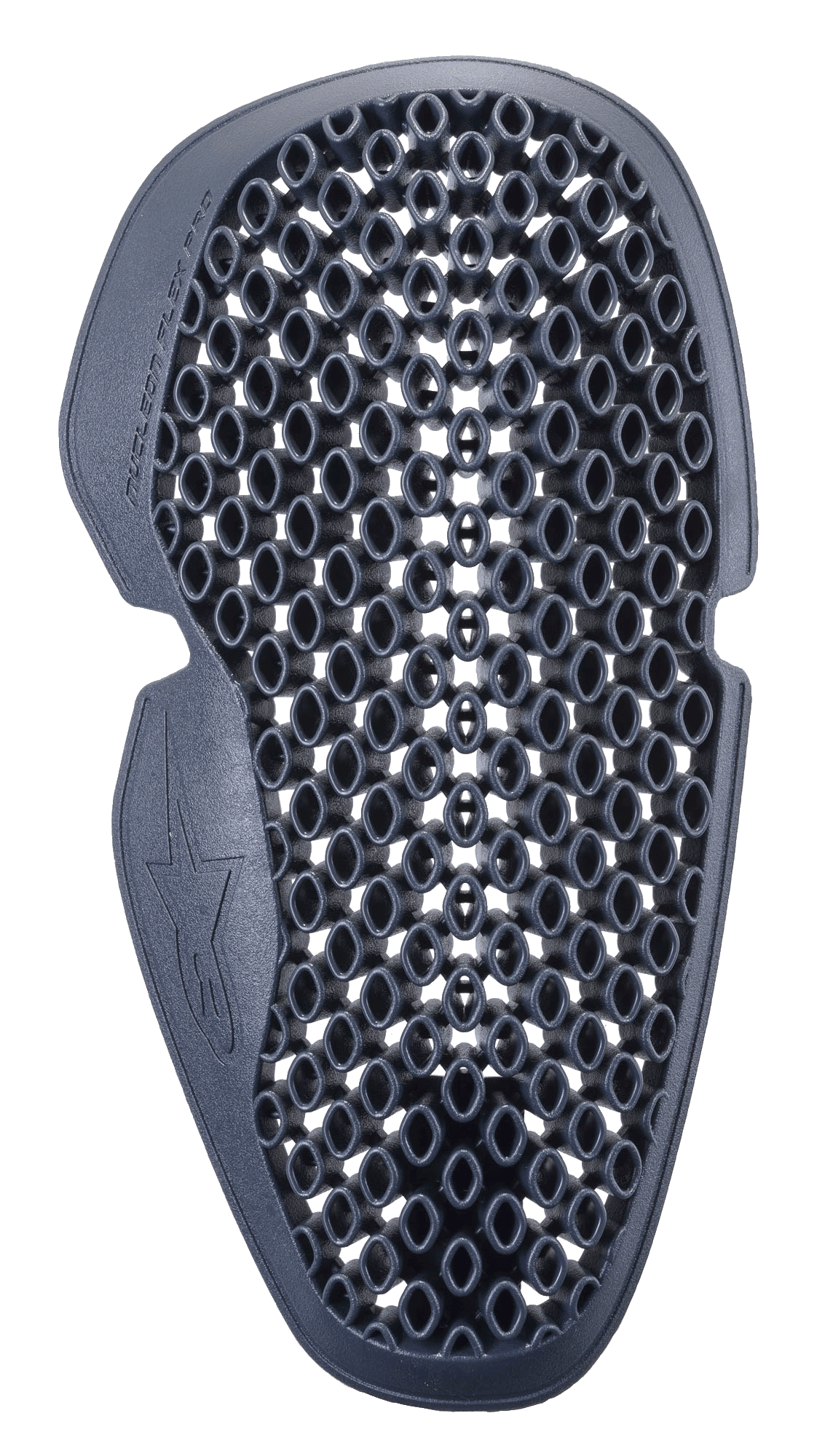 Alpinestars Nucleon Flex Pro elleboogbeschermer, antracietgrijs, geventileerd honingraat-stijl rasterontwerp, lichtgewicht en flexibele protector-insert voor motorkleding, voorzien van ergonomische vormgeving en Alpinestars-logo