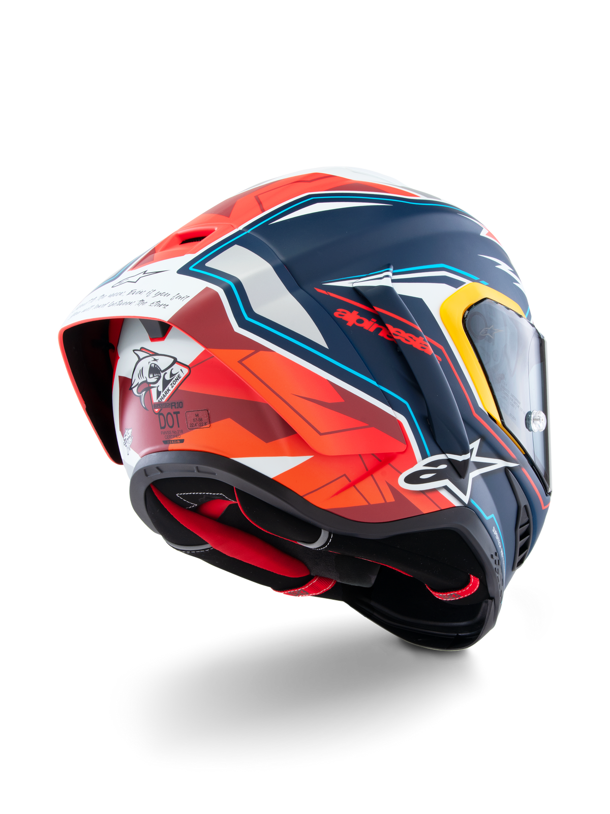 Alpinestars Supertech R10 Acosta Beperkte Oplage Helm, motorracehelm, blauw, rood en wit, carbon constructie, CE-gecertificeerd