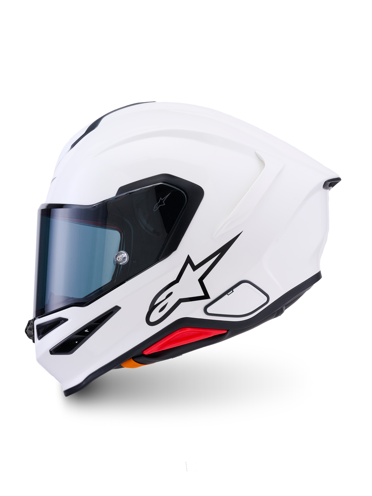 Alpinestars S-R7 Solid helm, integraalhelm voor motorrijders, glanzend wit, gestroomlijnde aerodynamische schaal met geïntegreerde achterspoiler, helder vizier en diverse ventilatieopeningen, hoogwaardige race- en sportbescherming