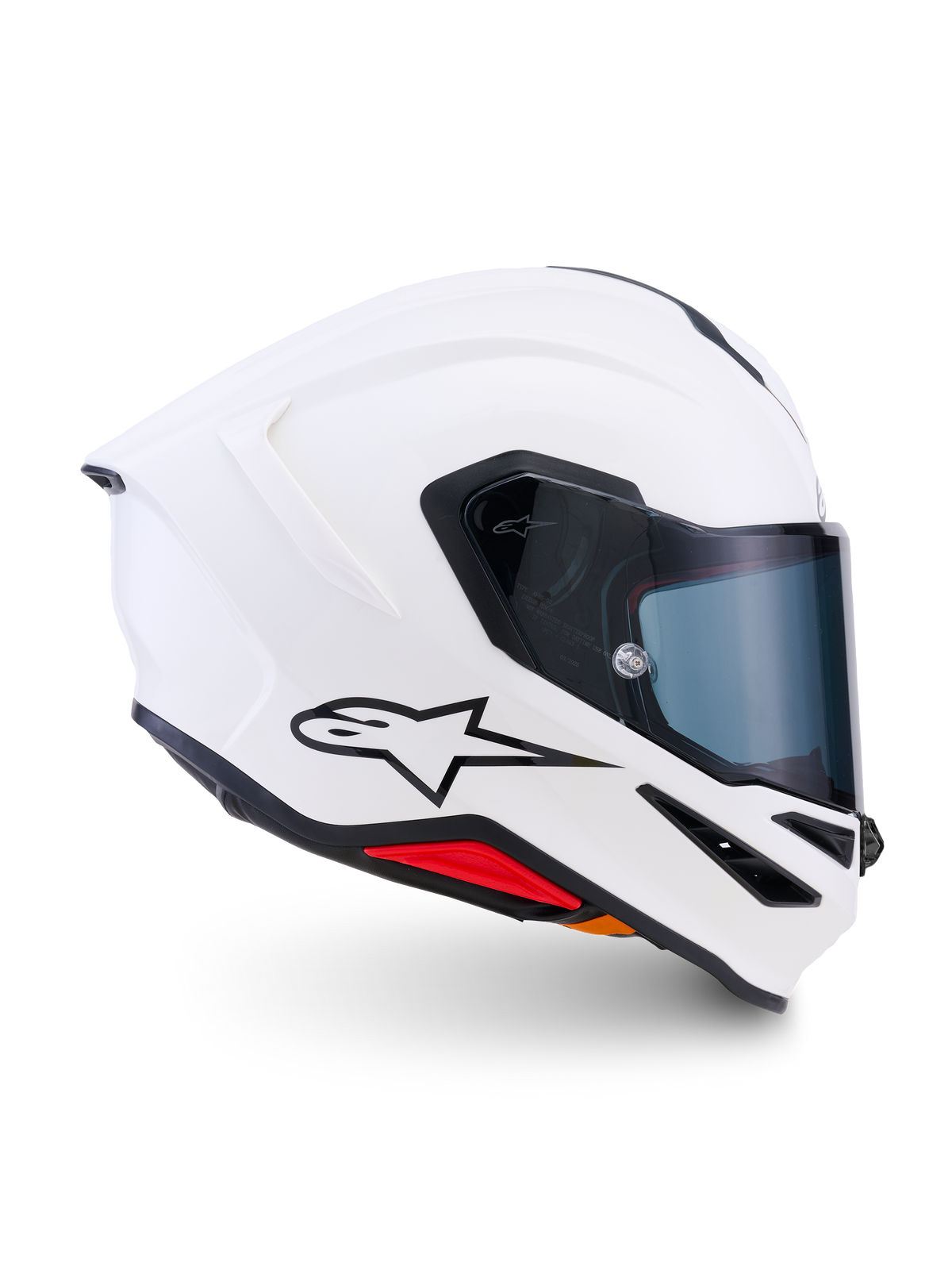 Alpinestars S-R7 Solid Helm ECE 22.06, integraal motorhelm, wit glanzend, koolstofcomposietconstructie met geïntegreerde achterspoiler en helder vizier, voorzien van Alpinestars A-star logo voor race- en wegprestaties