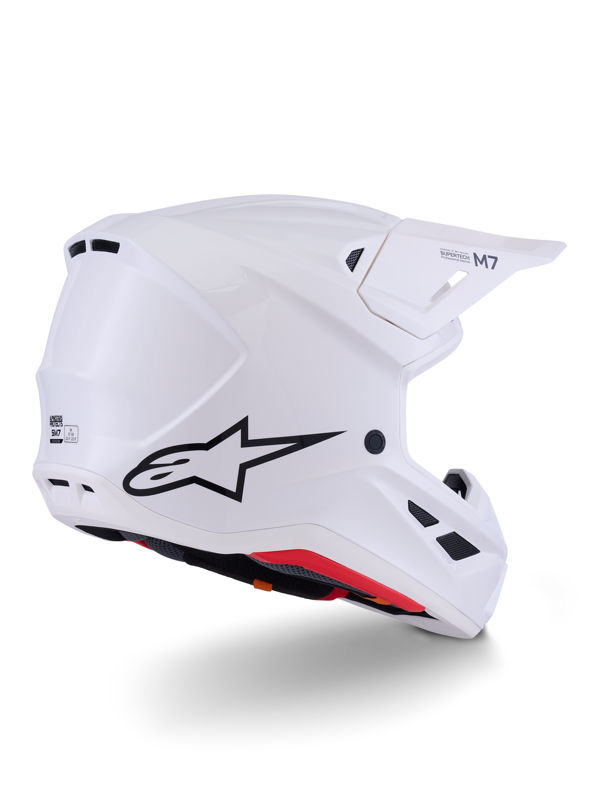 Alpinestars S-M7 Solid Helm ECE 22.06, motorcrosshelm, glanzend wit, full-face off-road ontwerp, gestroomlijnde aerodynamische schaal met meerdere ventilatieopeningen, hoogwaardige bescherming voor motorcross en off-road racen