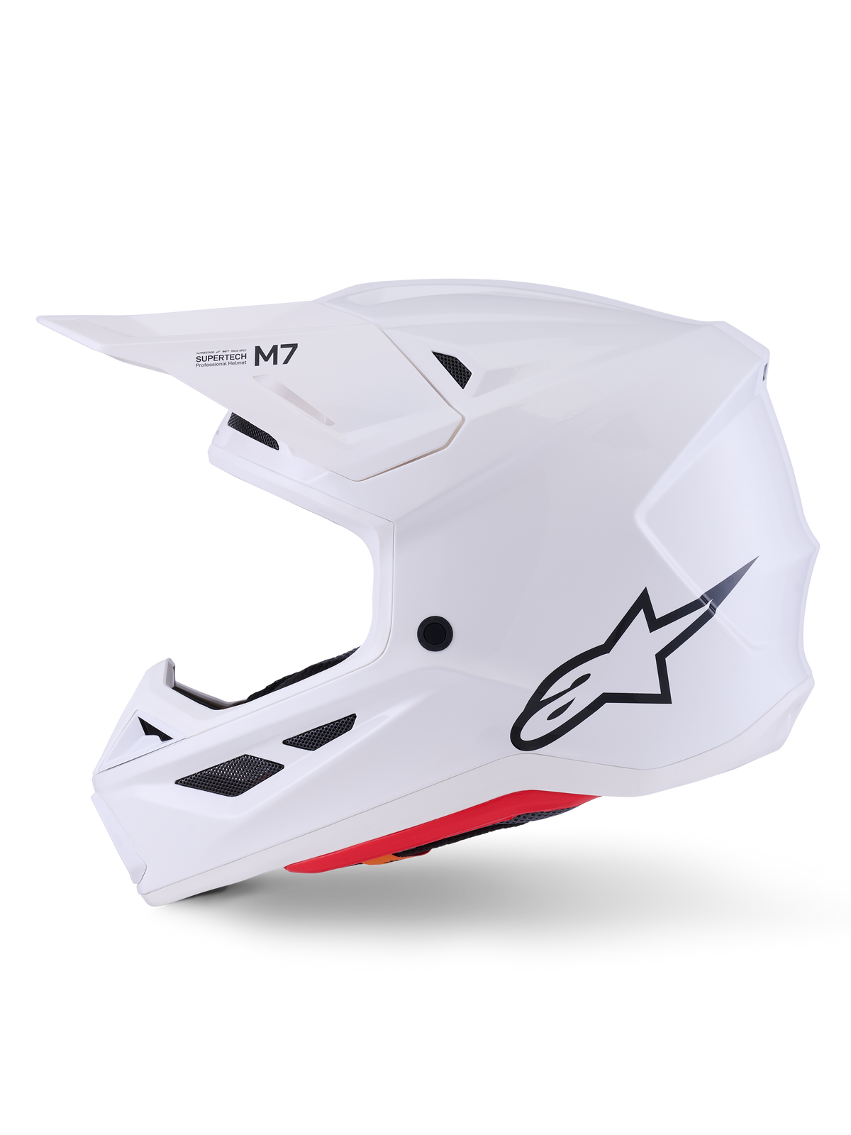 Alpinestars S-M7 Solid Helm ECE 22.06, White Glossy, professionele off-road motorcrosshelm, lichtgewicht composiet schaal, aerodynamisch profiel met geïntegreerde ventilatie en verstelbaar vizier