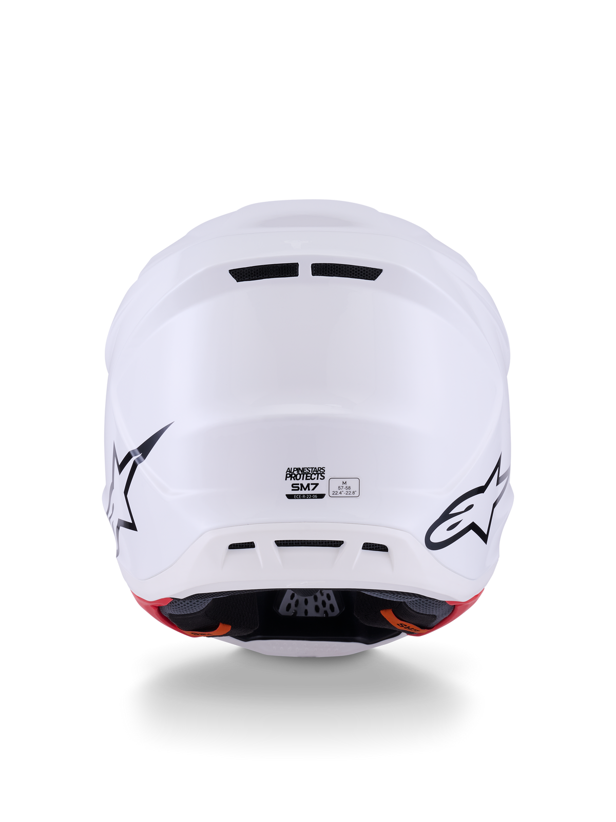 Alpinestars S-M7 Solid Helm ECE 22.06, motorcrosshelm, glanzend wit, aerodynamische meerlaagse composietschaal, met een ventilatiesysteem met 20 poorten en een verstelbaar vizier, strak off-road race-ontwerp