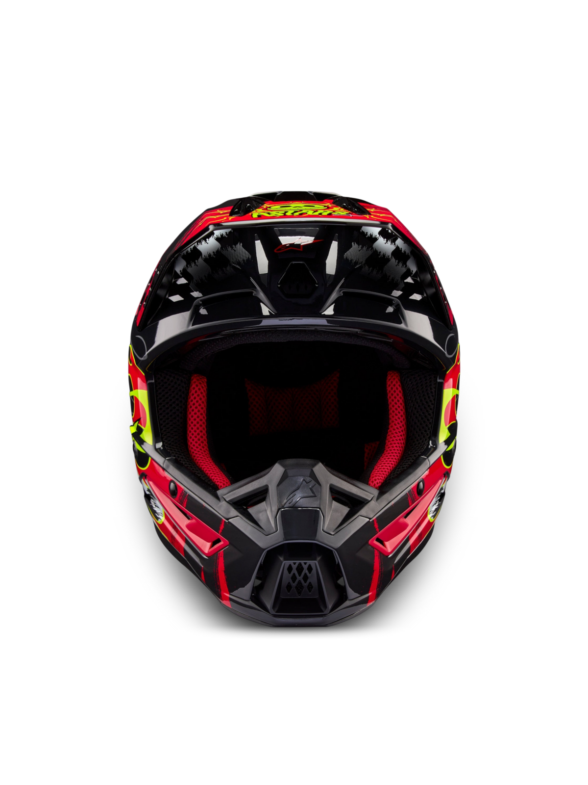 Alpinestars S-M5 Rash ECE 22.06 helm, motocross off-road helm in donkergrijs en helderrood, geventileerde thermoplastische schaal, ECE-gecertificeerd.