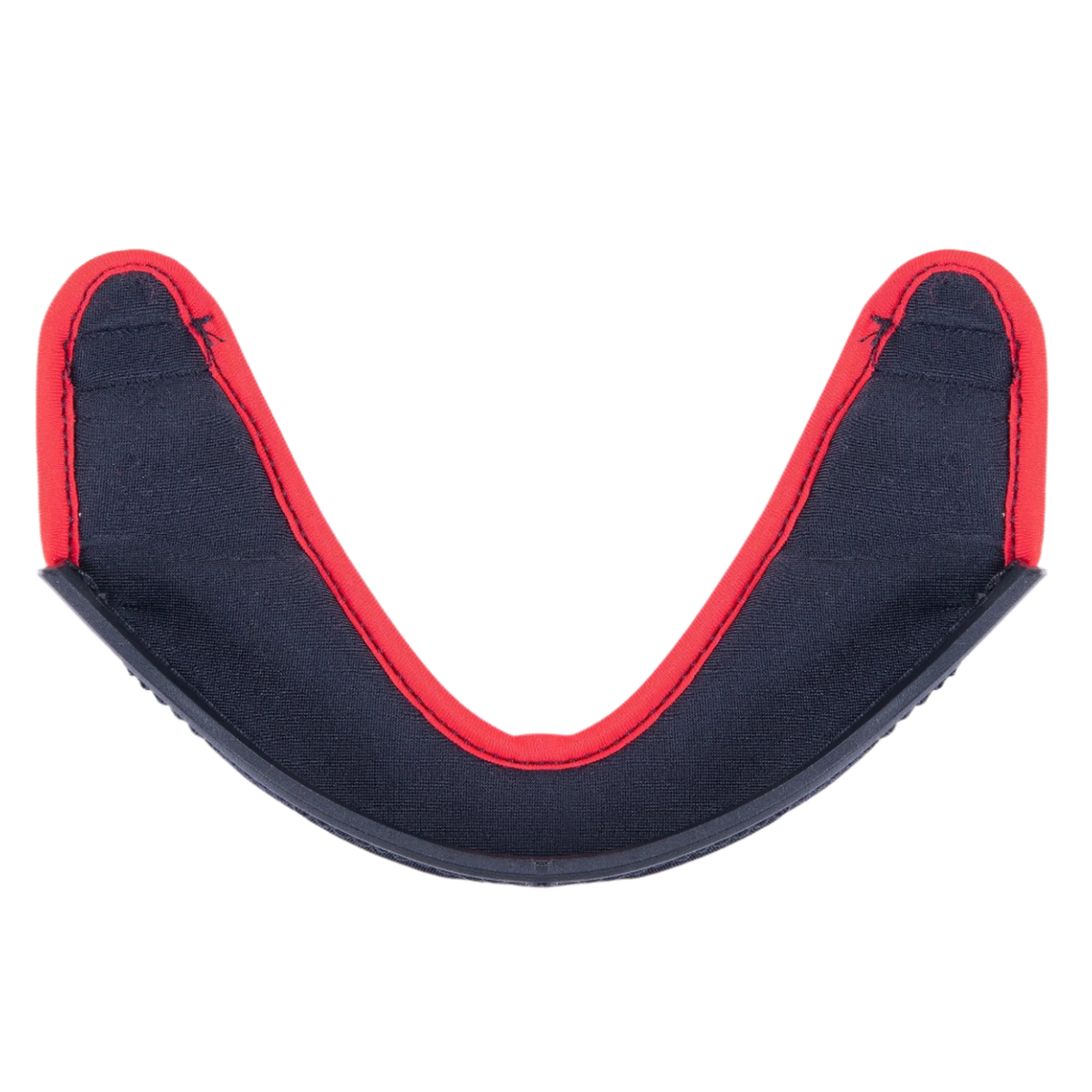 Alpinestars Supertech R10 kinflap, helmaccessoire, donkergrijze stof met een opvallende rood gestikte rand en een gebogen zwarte plastic rand, officieel vervangingsonderdeel voor S-R10 helmen
