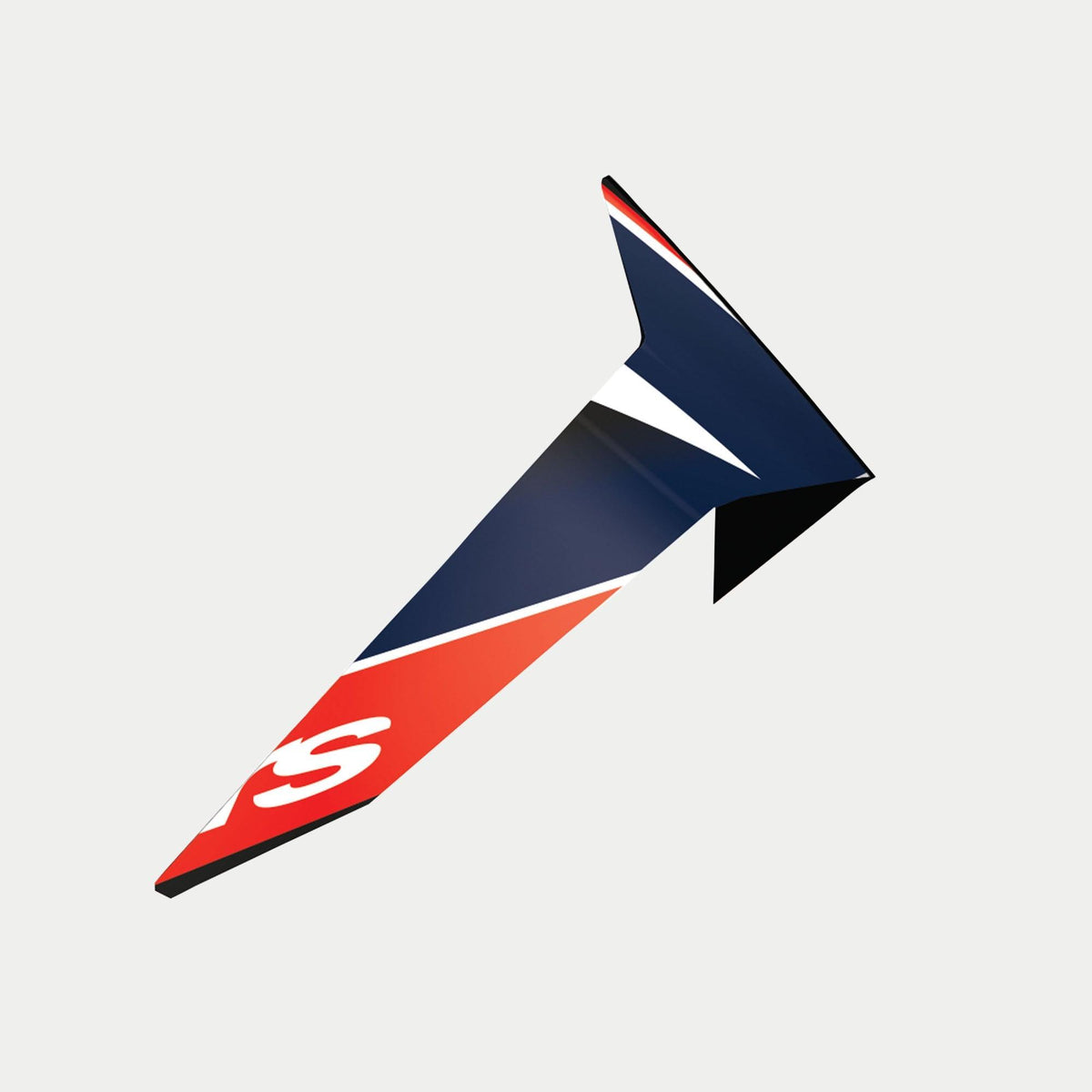 Alpinestars Supertech R10 Team Standaard Spoiler, motorhelm accessoire, zwart carbon, fluo rood en mat donkerblauw, aerodynamisch ontwerp met grafische patronen en witte branding, officieel reserveonderdeel voor S-R10 helmen