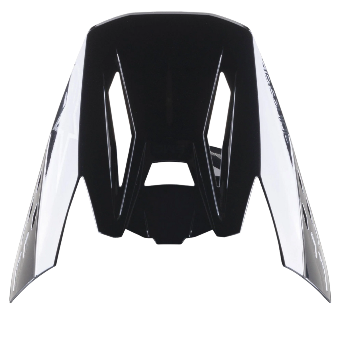Alpinestars S-M5 Scout vizier, zwart zilver glanzende reserveklep voor motorcrosshelmen, aerodynamisch ontwerp met branding aan de zijkant en ventilatieopeningen, hoogglans afwerking
