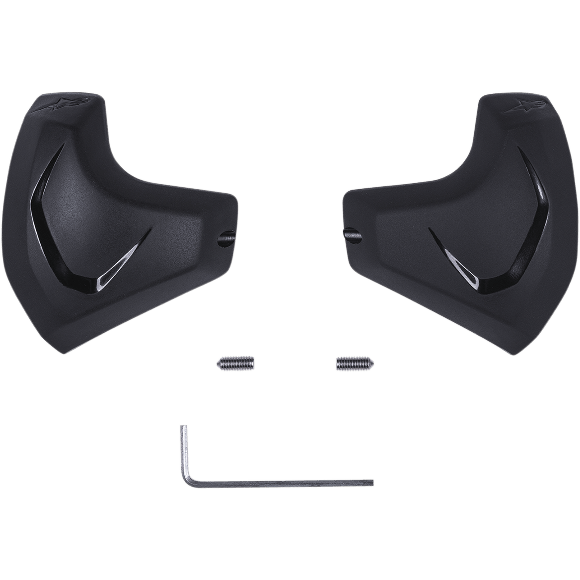 Alpinestars Elbow Sliders, zwart, motor-elleboogbeschermer inzetstukken, twee anatomisch gevormde PU-sliders met glanzende accenten, inclusief montageschroeven en een inbussleutel, vervangingsonderdelen voor lederen motorpakken