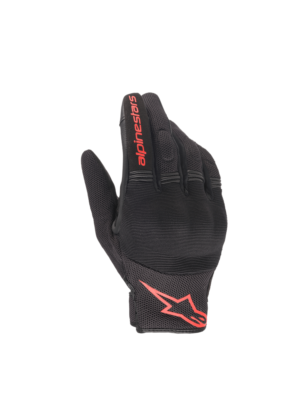 Alpinestars Copper handschoenen, urban motorhandschoenen, zwart en rood, harde knokkelbescherming en accordeonpanelen.