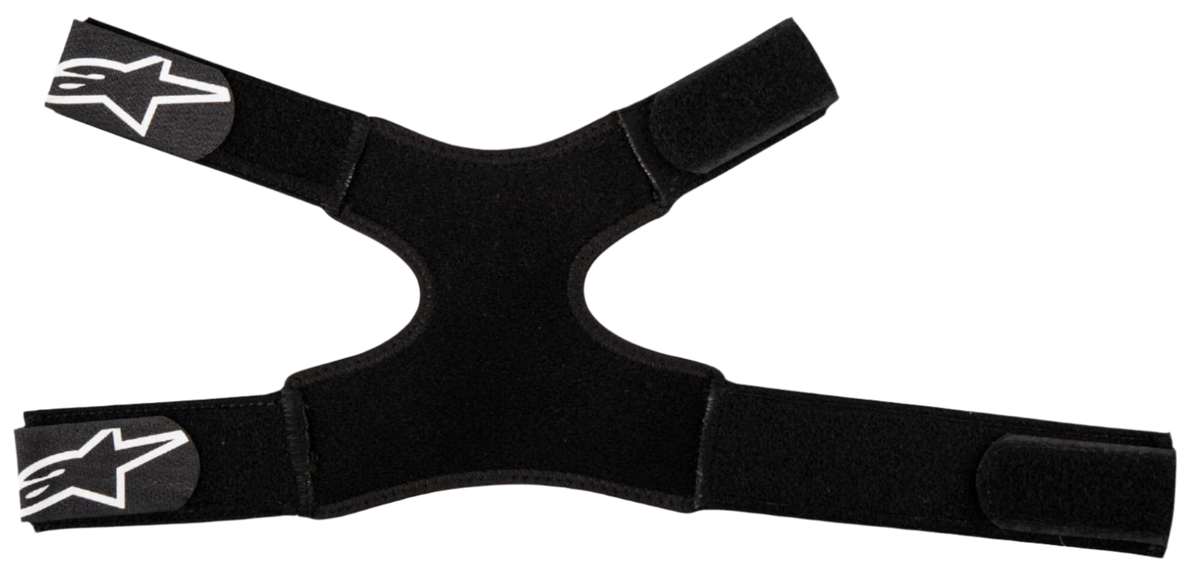 Alpinestars Fluid Dual Strap Kit, nekbeschermer banden, zwart, verstelbaar stoffen ontwerp met vier klittenbandsluitingen, witte Alpinestars ster-logo's op de uiteinden, accessoire voor veilige bevestiging van motorcross beschermingsuitrusting