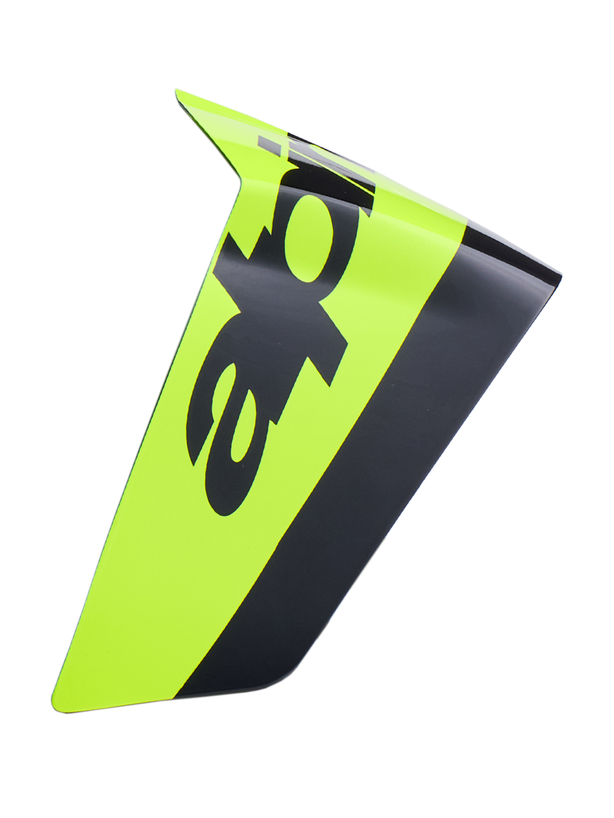 Alpinestars Supertech R10 Arius Race Spoiler, aerodynamische spoiler voor motorhelmen, neongeel en zwart, glanzende afwerking met opvallende zwarte branding, vervangingsonderdeel voor racehelmen