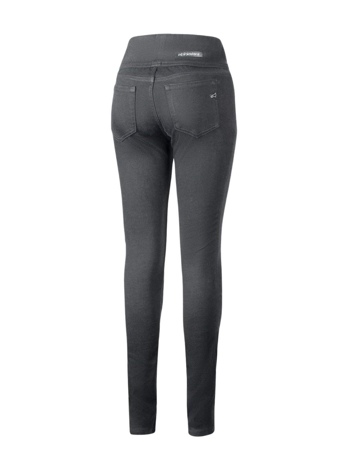 Alpinestars Shuri dameslegging Summer, zwart, achteraanzicht van een slim-fit motorlegging met hoge taille, twee achterzakken en subtiele Alpinestars-branding op de zak en tailleband