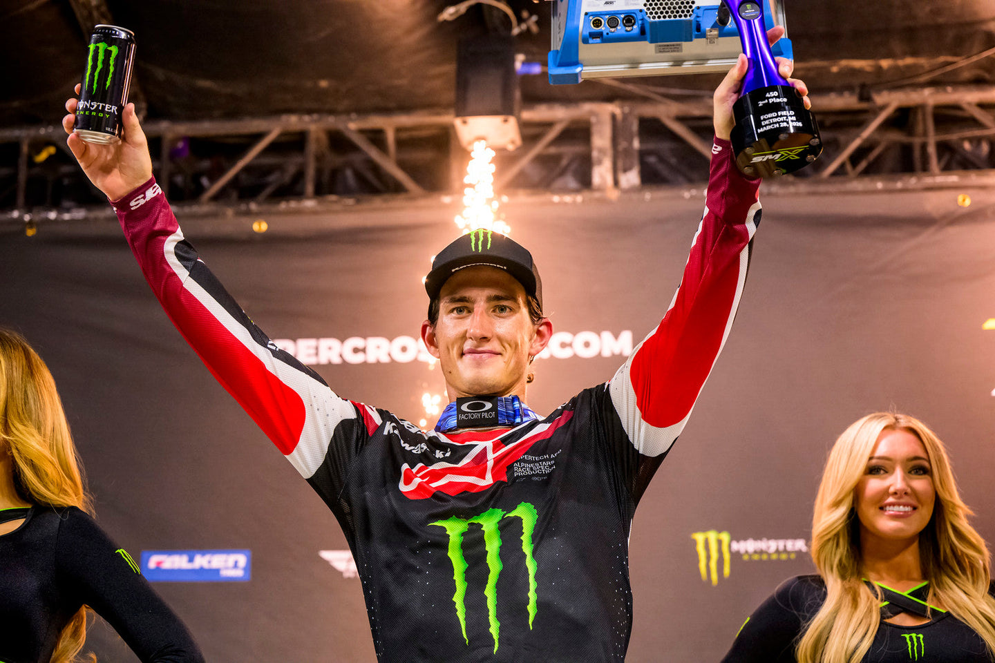 CHASE SEXTON IN THE VERY HEART OF THE 450SX ACTION IN DETROIT, MICHIGAN