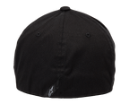 Alpinestars Ageless Curve pet, zwarte sportpet, achteraanzicht met flexibele achterkant, klein zwart label met wit logo op de achterkant, twill-stof constructie