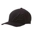 Alpinestars Corp Shift 2 pet met gebogen klep, zwarte baseballcap, ton-sur-ton vlakke borduring op het linker voorpaneel, zes-panelen constructie met ventilatiegaatjes, motorsport-geïnspireerde casual stijl