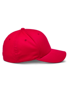 Alpinestars Corp Shift 2 Curved Brim pet, rood, zijprofiel met gestructureerde kroon en gebogen klep, stretch keperstof, casual motorsport-geïnspireerde hoofdbedekking