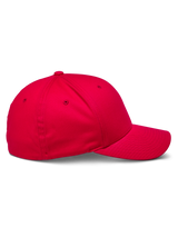 Alpinestars Corp Shift 2 Curved Brim pet, rood, zijprofiel met gestructureerde kroon en gebogen klep, stretch keperstof, casual motorsport-geïnspireerde hoofdbedekking