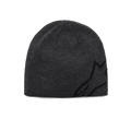 Alpinestars Corp Shift Beanie, gebreide muts, donkergrijs gemêleerd en zwart, met een groot zwart jacquard Alpinestars-logo aan de zijkant, jersey gebreide constructie, casual op de motorsport geïnspireerde wintermuts