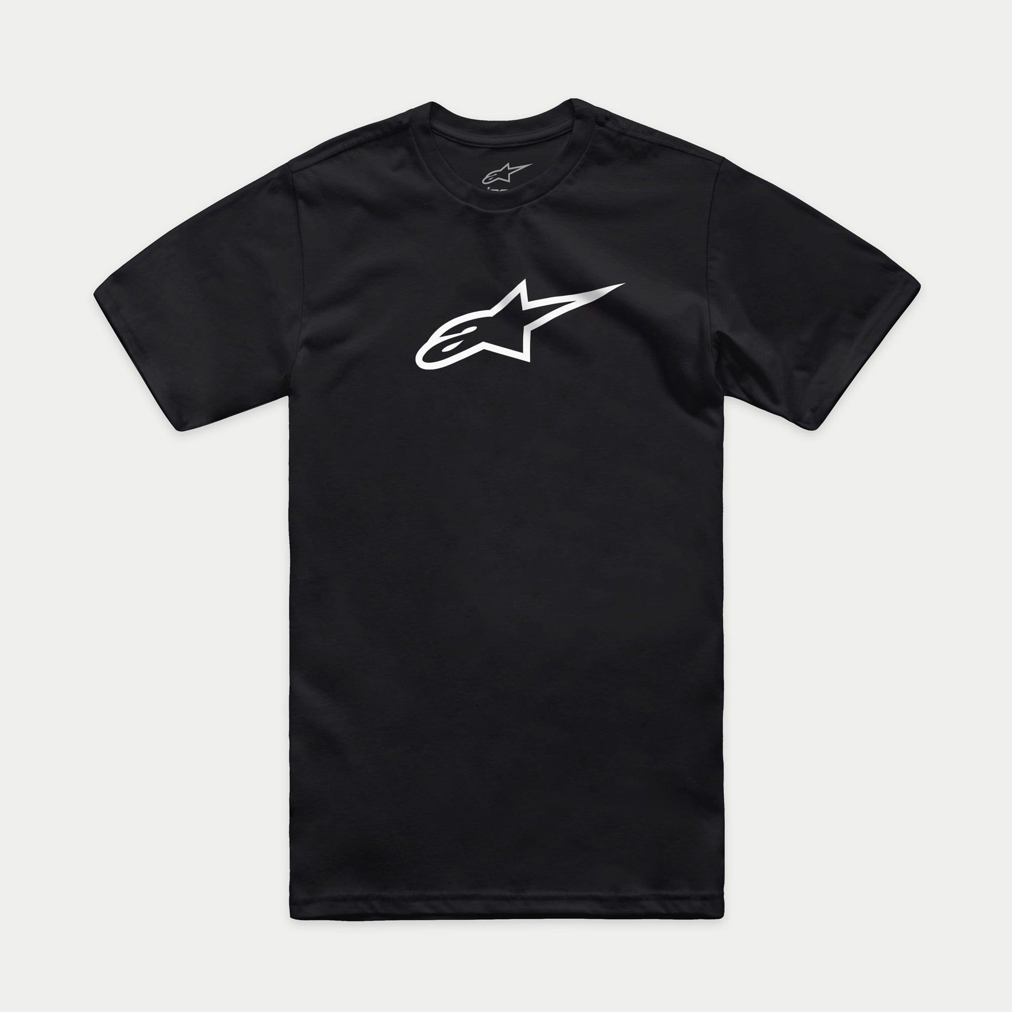 Alpinestars Ageless 2.0 CSF Tee, T-shirt met korte mouwen, zwart met wit Ageless-logo op de borst, casual motorsport sportkleding