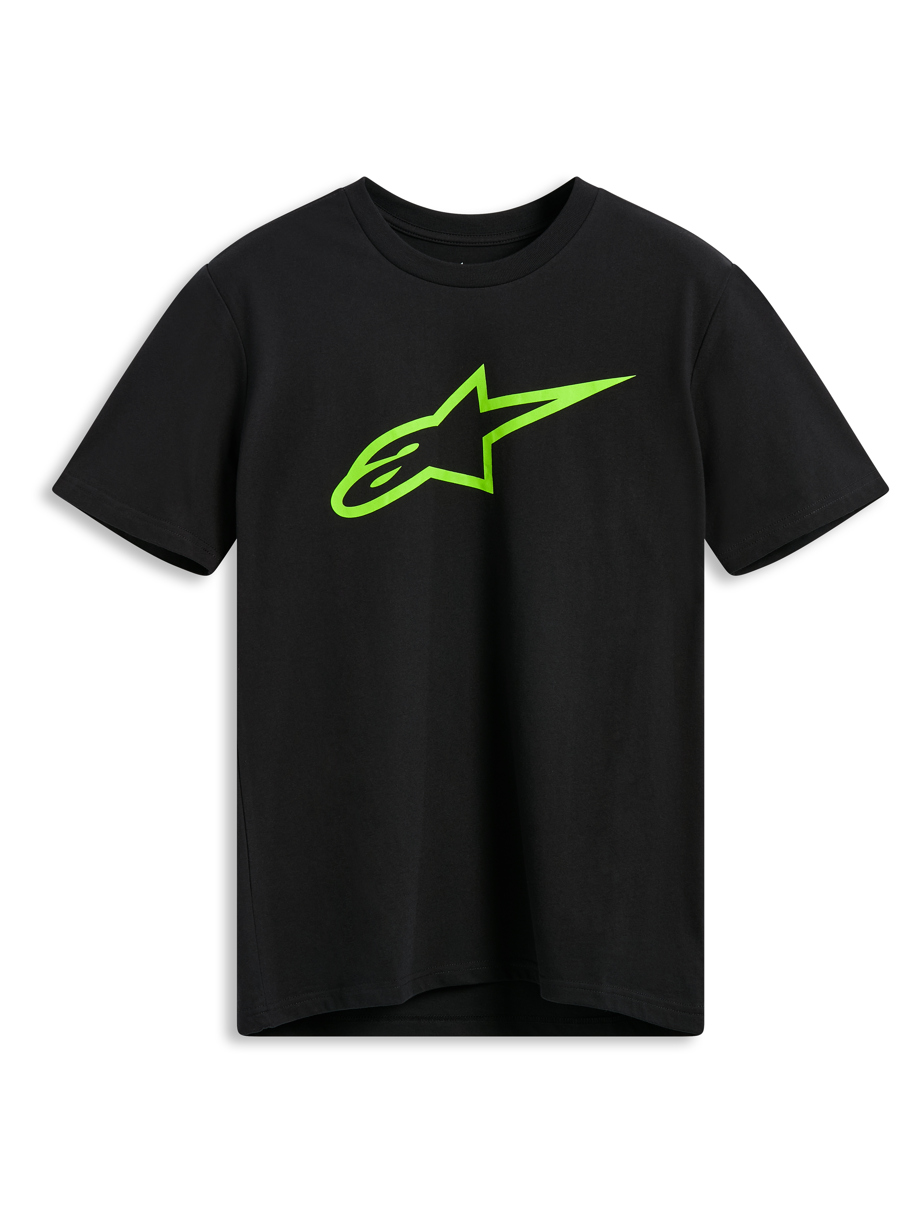 Alpinestars Ageless 2.0 CSF Tee, T-shirt met korte mouwen, zwart, limoengroen Alpinestars Astar-logo, casual motorsport streetwear